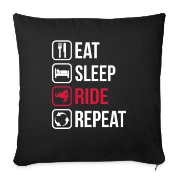 Eat Sleep Ride Repeat - Sofa pillowcase 17,3'' x 17,3'' (45 x 45 cm) - black - Front
