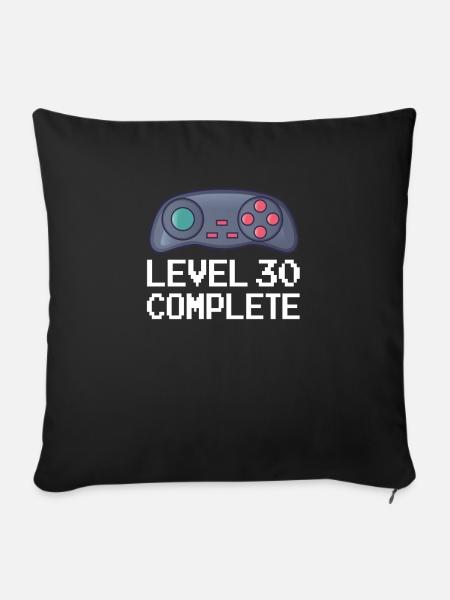 Funny Video Games Level 30 Complete Geburtstag - Sofakissenbezug 45 x 45 cm - Schwarz