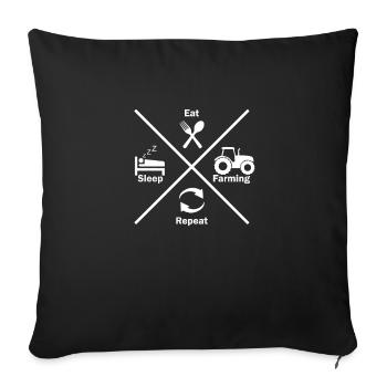 Agriculture manger sommeil travail répéter - Housse de coussin décorative 45 x 45 cm - noir - Devant