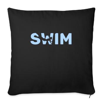 natation - Housse de coussin décorative 45 x 45 cm - noir - Devant