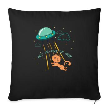Ufo alien cat abduction - Sofa pillowcase 17,3'' x 17,3'' (45 x 45 cm) - black - Front