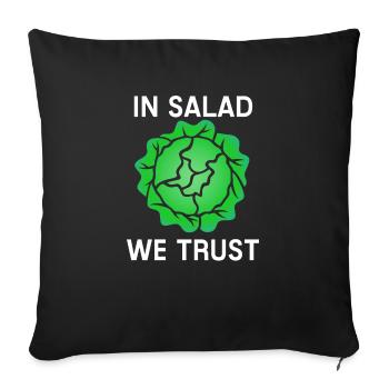 Dans Salad We Trust Vegan manger salade de verr - Housse de coussin décorative 45 x 45 cm - noir - Devant