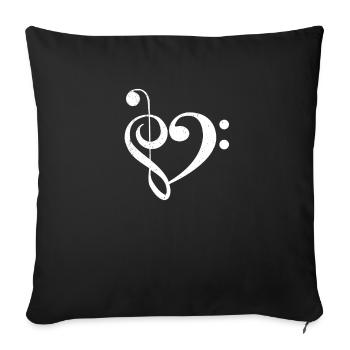 Musique Coeur - Choeur Piano Violon Violon Violoncelle - Housse de coussin décorative 45 x 45 cm - noir - Devant