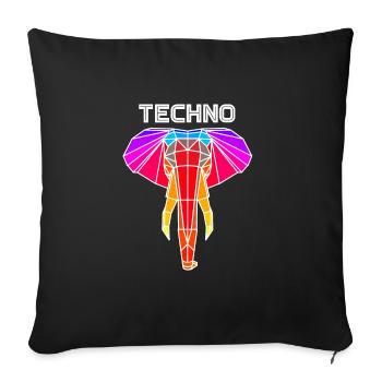 techno elefant - Sofakissenbezug 45 x 45 cm - Schwarz - Vorne