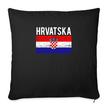 Hrvatska football distressed - Sofa pillowcase 17,3'' x 17,3'' (45 x 45 cm) - black - Front