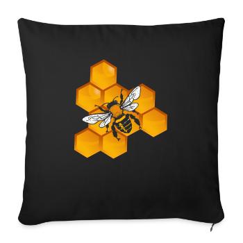 Abeille abeille apiculteur nid d'abeille chemise cadeau - Housse de coussin décorative 45 x 45 cm - noir - Devant