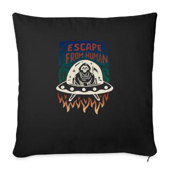 Échapper à l'humain - Housse de coussin décorative 45 x 45 cm - noir - Devant