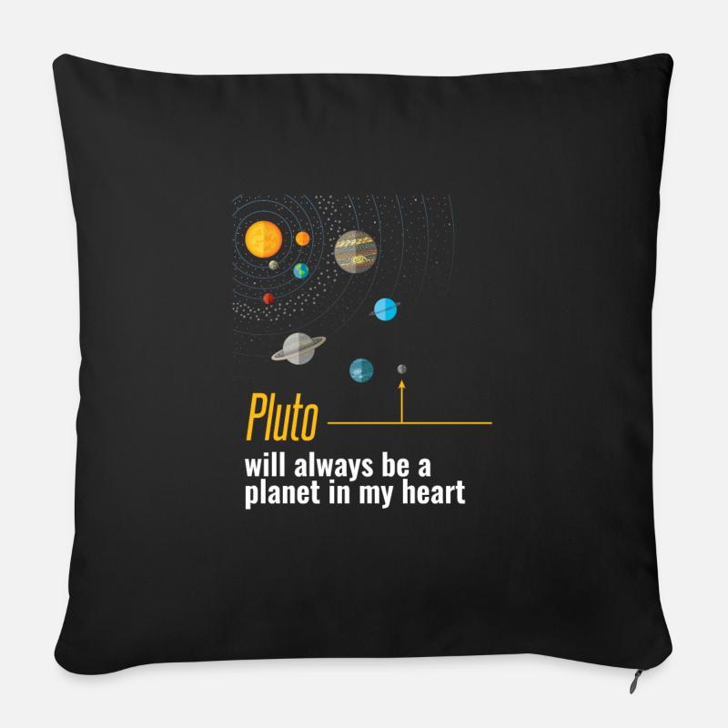 Pluto wird immer ein Planet in meinem Herzen sein - Sofakissenbezug 45 x 45 cm - Schwarz