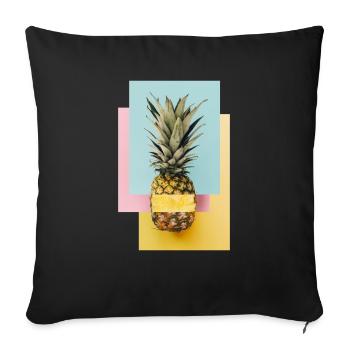 Bunte Ananas / Geschenk Idee - Sofakissenbezug 45 x 45 cm - Schwarz - Vorne