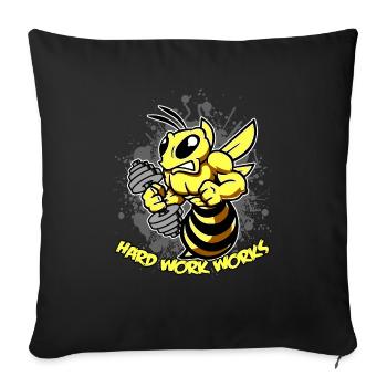 Travail dur travaille Fitness Gym Bee - Housse de coussin décorative 45 x 45 cm - noir - Devant