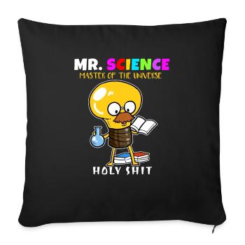 M. Science Science Ampoule Lampe Professeur - Housse de coussin décorative 45 x 45 cm - noir - Devant