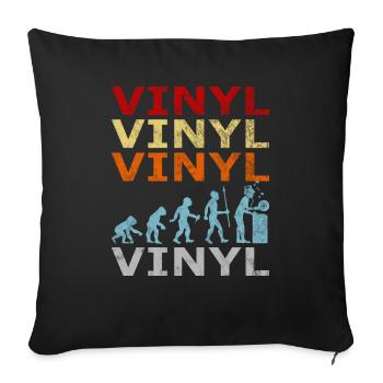 Disque Vinyle Retro Vintage Evolution DJ - Housse de coussin décorative 45 x 45 cm - noir - Devant