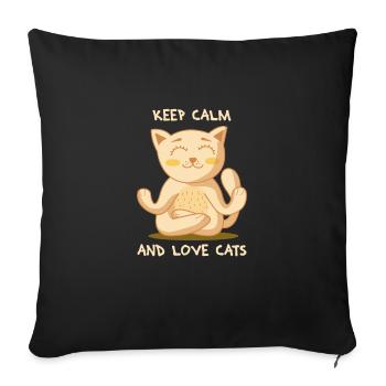 Keep calm and love cats Katze Kätzchen Geschenk - Sofakissenbezug 45 x 45 cm - Schwarz - Vorne