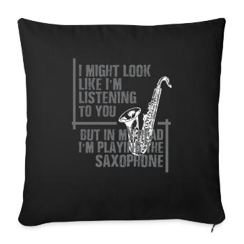 Dans ma tête le saxophone joue - Housse de coussin décorative 45 x 45 cm - noir - Devant