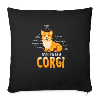 Anatomie d'un cadeau chien Corgi - Housse de coussin décorative 45 x 45 cm - noir - Devant