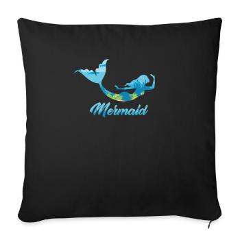 Sirène sirène sirène conte de fées - Housse de coussin décorative 45 x 45 cm - noir - Devant