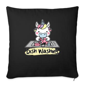 Dessins de vaisselle Licorne Licorne par AR - Housse de coussin décorative 45 x 45 cm - noir - Devant