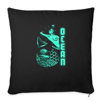 Sirène sirène sirène conte de fées - Housse de coussin décorative 45 x 45 cm - noir - Devant
