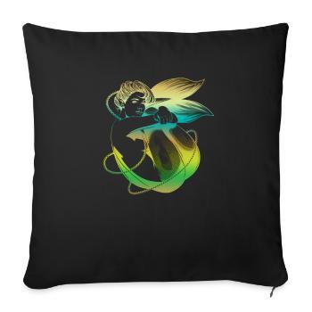 Sirène sirène sirène conte de fées - Housse de coussin décorative 45 x 45 cm - noir - Devant