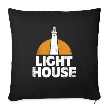 Bateau phare - Housse de coussin décorative 45 x 45 cm - noir - Devant