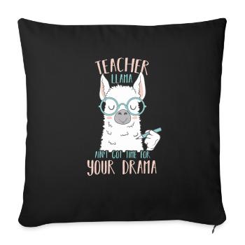 Teacher Llama - Sofa pillowcase 17,3'' x 17,3'' (45 x 45 cm) - black - Front