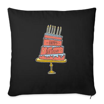 Birthday Cake T-Shirt - Sofa pillowcase 17,3'' x 17,3'' (45 x 45 cm) - black - Front