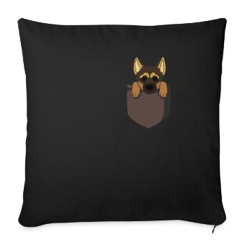 German shepherd puppy in bag gift - Sofa pillowcase 17,3'' x 17,3'' (45 x 45 cm) - black - Front