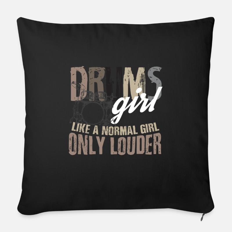 Drummer Girl - Sofakissenbezug 45 x 45 cm - Schwarz