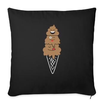 Funny emoticon ice cream poop gift - Sofa pillowcase 17,3'' x 17,3'' (45 x 45 cm) - black - Front