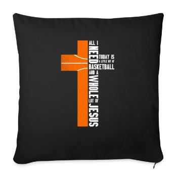 Basketball Jesus Kreuz Christen Geschenk Sport - Sofakissenbezug 45 x 45 cm - Schwarz - Vorne