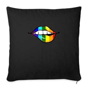 Lips LGTB Pride gay gay arc en ciel - Housse de coussin décorative 45 x 45 cm - noir - Devant