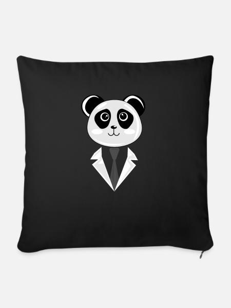 Panda in a suit gift - Sofa pillowcase 17,3'' x 17,3'' (45 x 45 cm) - black