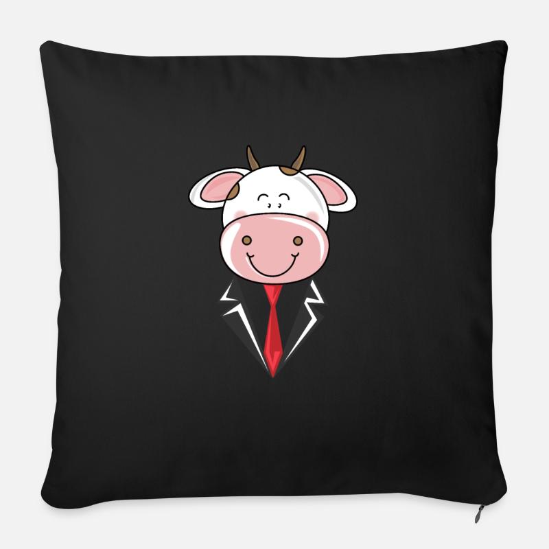 Vache en costume cadeau - Housse de coussin décorative 45 x 45 cm - noir