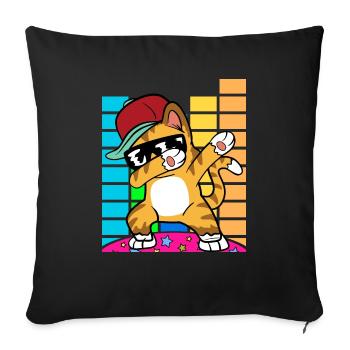 Dabbing Dab Chat Rappeur Hip Hop Hip Hop Disco - Housse de coussin décorative 45 x 45 cm - noir - Devant