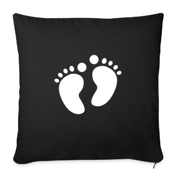 Cadeau de chemise bébé grossesse bébé pieds - Housse de coussin décorative 45 x 45 cm - noir - Devant