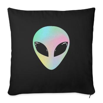Alien tête alien hologramme holographique cadeau OVNI - Housse de coussin décorative 45 x 45 cm - noir - Devant