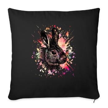 Bunny watercolor - Sofa pillowcase 17,3'' x 17,3'' (45 x 45 cm) - black - Front