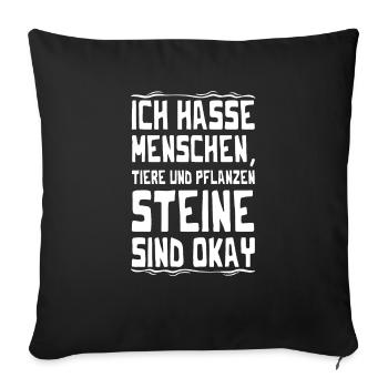 Je déteste les gens Les pierres sont correctes Chemise drôle - Housse de coussin décorative 45 x 45 cm - noir - Devant