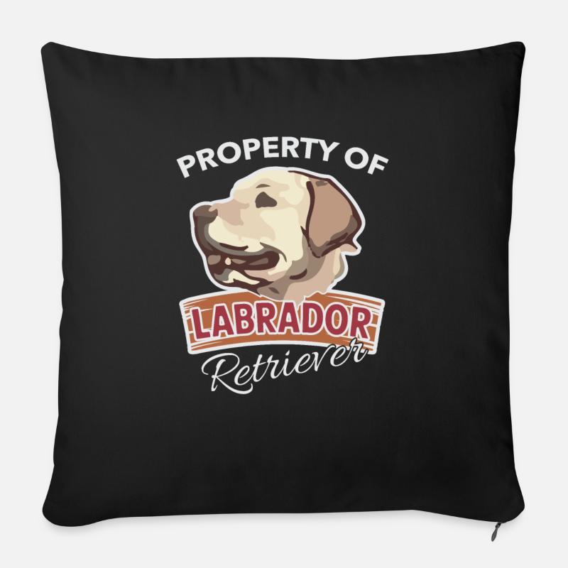 Propriété du chien Labrador Retriever - Housse de coussin décorative 45 x 45 cm - noir