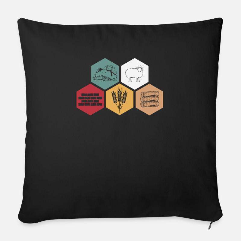 Rollenspiel Rohstoffe Brettspiel Retro Geschenk - Sofakissenbezug 45 x 45 cm - Schwarz