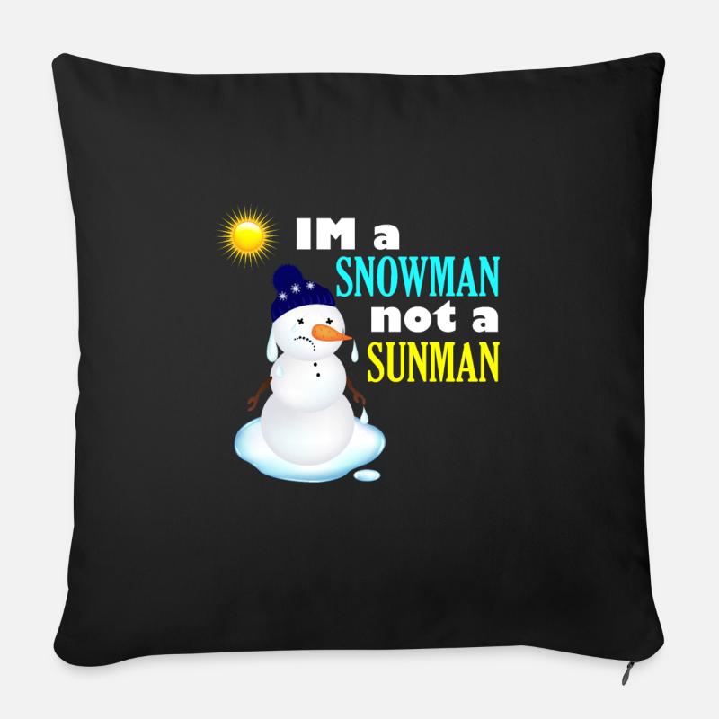 Schneemann in der Sonne - Sofakissenbezug 45 x 45 cm - Schwarz