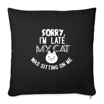Funny cat gift - Sofa pillowcase 17,3'' x 17,3'' (45 x 45 cm) - black - Front