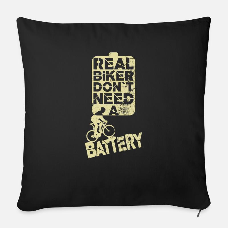 Biking without battery - Sofa pillowcase 17,3'' x 17,3'' (45 x 45 cm) - black