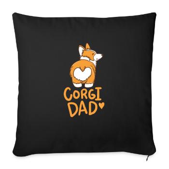 Corgi chien anniversaire cadeau idée chien race mignonne - Housse de coussin décorative 45 x 45 cm - noir - Devant