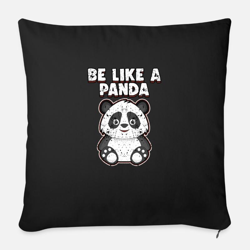 panda - Housse de coussin décorative 45 x 45 cm - noir