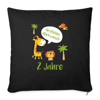 2nd Birthday Second Bday Happy Birthday T-Shirt - Sofa pillowcase 17,3'' x 17,3'' (45 x 45 cm) - black - Front