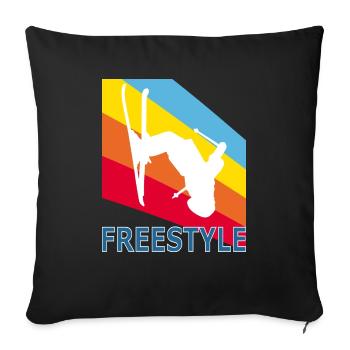Vintage retro style skier skiing freestyle - Sofa pillowcase 17,3'' x 17,3'' (45 x 45 cm) - black - Front