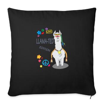 LLAMA-TED - Lustiges Lama-Motiv Geschenk Idee Peae - Sofakissenbezug 45 x 45 cm - Schwarz - Vorne