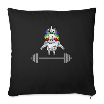 Einhorn Powerlifting Gym Fitness - Sofakissenbezug 45 x 45 cm - Schwarz - Vorne