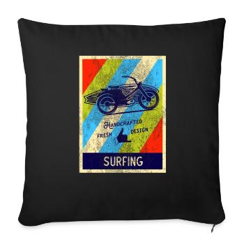 Surfing Retro Vintage Old School - Sofa pillowcase 17,3'' x 17,3'' (45 x 45 cm) - black - Front